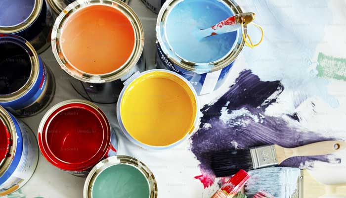 Painter rolling fresh color
